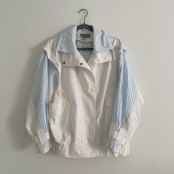 Vintage lightweight 80's striped cotton jacket - Picture 1 of 7